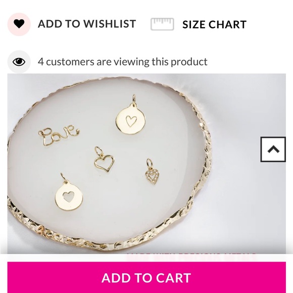 Solid 14k pink gold cutout heart charm - Picture 4 of 5